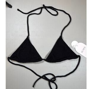 NWT RUMER Cassidy Black Shimmer Triangle Bikini Top Size Medium